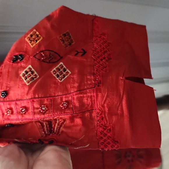 Chico's Red Patterned Jacket - Picture 4 of 7